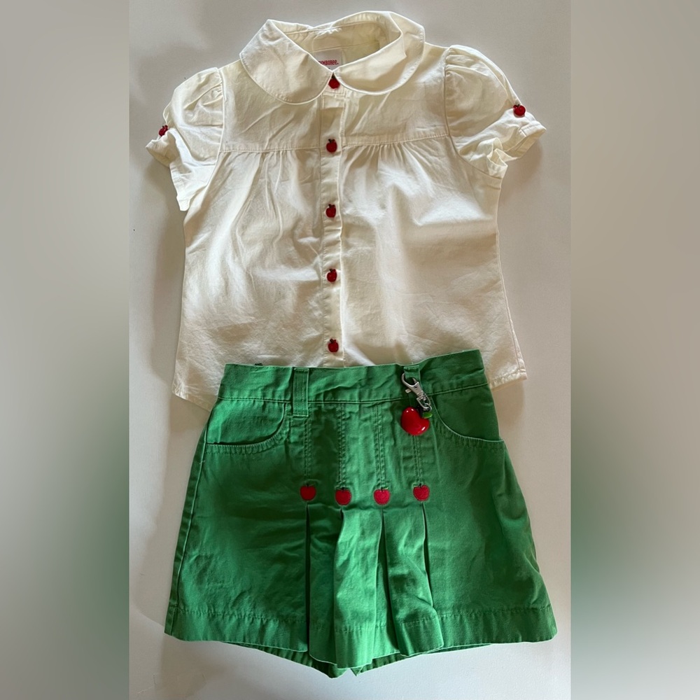 Girls Gymboree shirt and skort combo-Apple School themed Preschool size 4